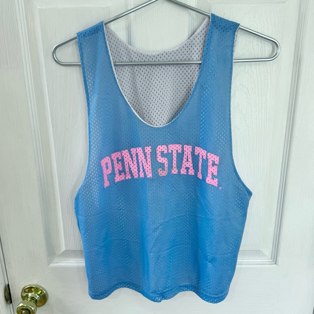 Vintage NEW PENN STATE College Sport Blue Mesh Jersey Tank Top - MEDIUM